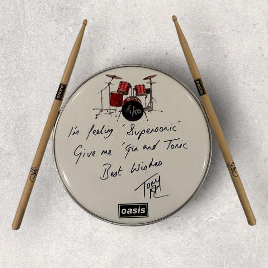 SUPERSONIC - LTD to 50 - Signed & Numbered WHITE Drum Skin & Sticks