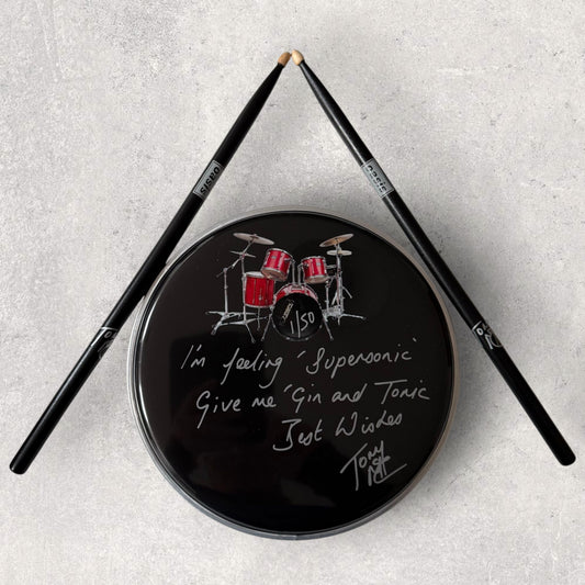 SUPERSONIC - LTD to 50 - Signed & Numbered BLACK Drum Skin & Sticks