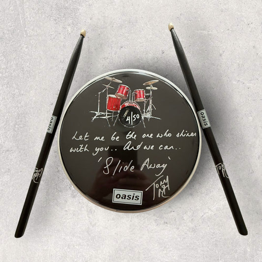 SLIDE AWAY - LTD to 50 - Signed & Numbered BLACK Drum Skin & Sticks