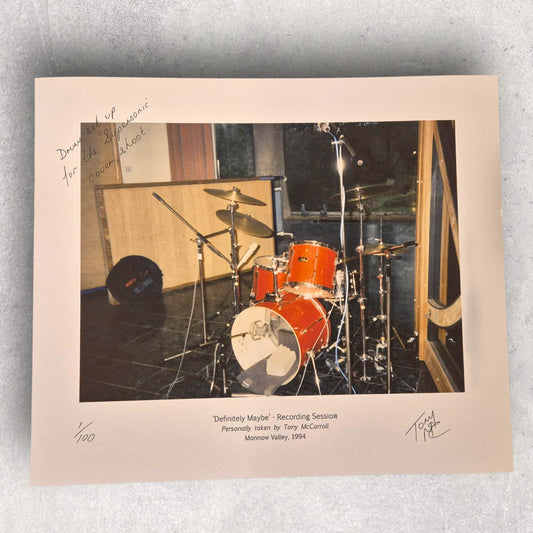'Supersonic Shoot Drum Kit' - Monnow Valley, Behind The Scenes of Definitely Maybe - Collectors Prints