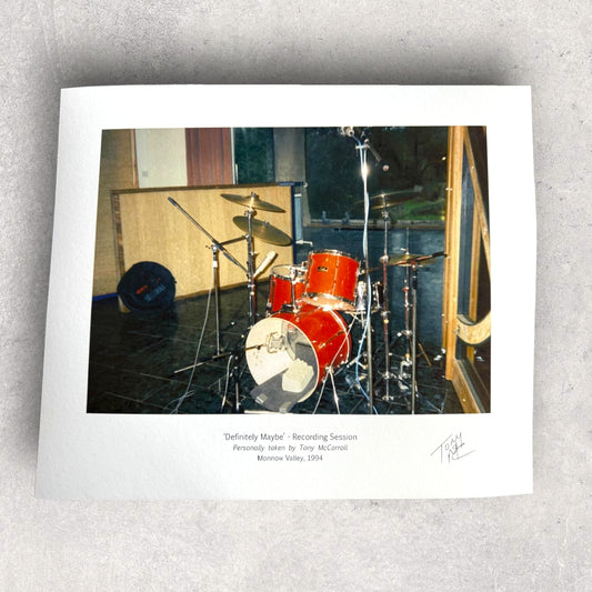 'Supersonic Shoot Drum Kit' - Monnow Valley, Behind The Scenes of Definitely Maybe - Collectors Prints -  (Signed Only)